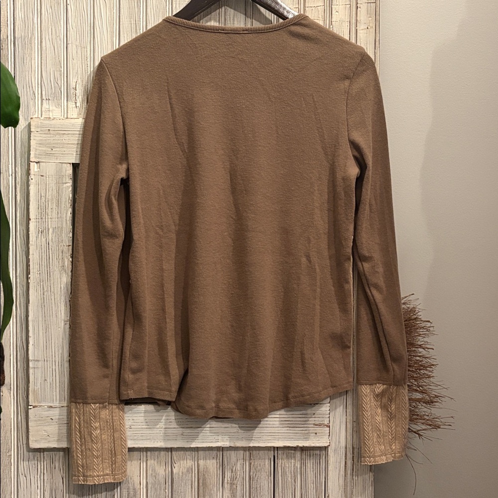 hem & thread Cable Texture Patchwork Mixed Rib Long Sleeve Top Size M NWT - Picture 6 of 10